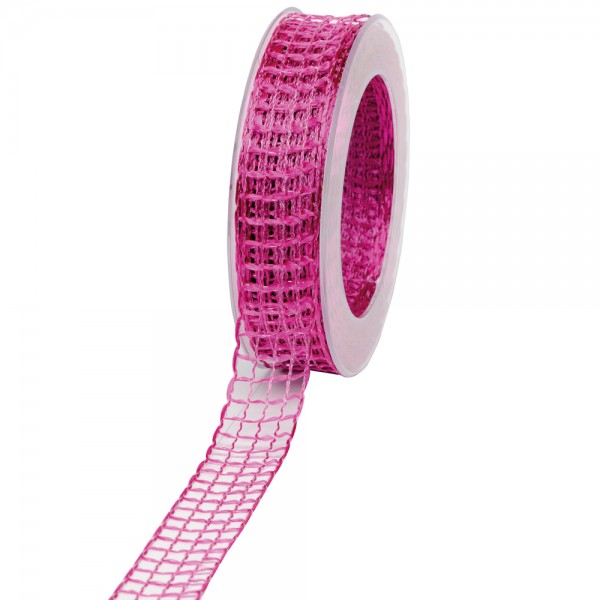 Geschenkband Gitter 25mm/20Meter pink