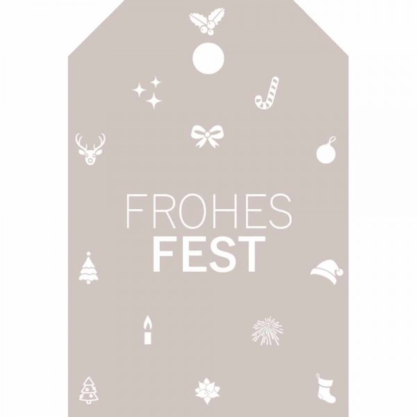 Anhängeetikett Weihnachten 3,5 x 5,2 cm - Frohes Fest Symbol