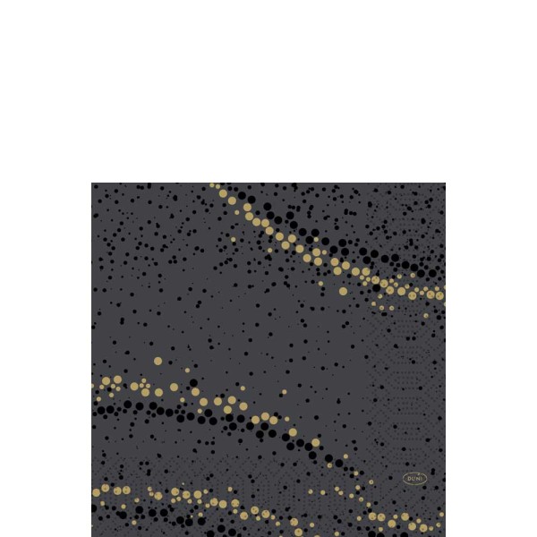 DUNI Zelltuch Serviette 33x33cm 1/4F.Golden Stardust black