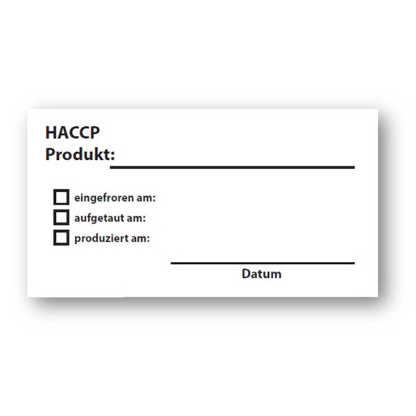 Wasserlösliche Etiketten auf DinA 4 Bögen - HACCP