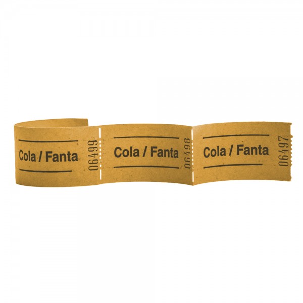 Rollen-Gutscheine "Cola/Fanta" 57x30mm gelb