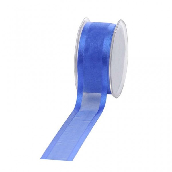 Geschenkband Chiffon Stripes 38mm/25Meter blau