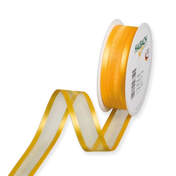 Geschenkband Chiffon Stripes 25mm/25Meter gelb
