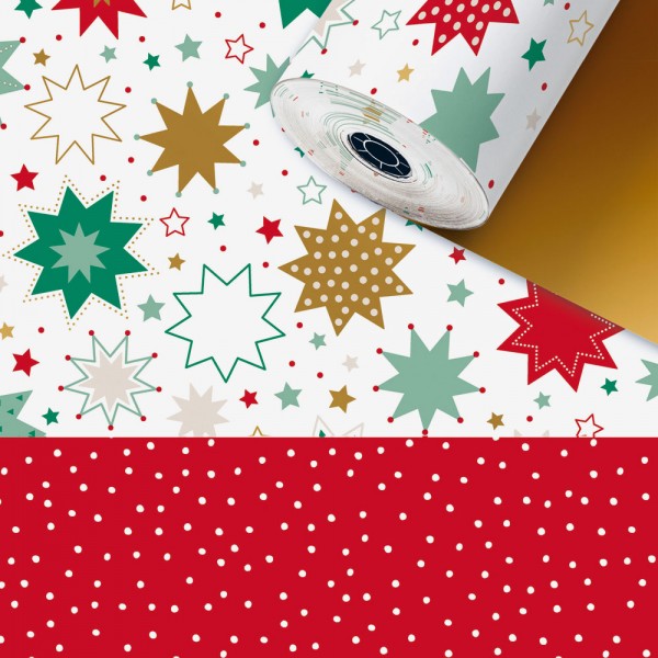 Geschenkpapier Rolle Weihnachten Sterne 50cm 250Meter