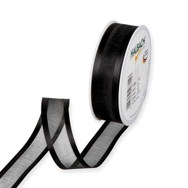 Geschenkband Chiffon Stripes 25mm/25Meter schwarz