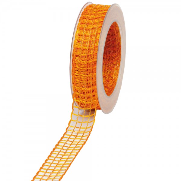 Geschenkband Gitter 25mm/20Meter orange